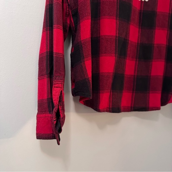 Harley Davidson Buffalo Plaid Cropped Rayon Button Down Shirt Size M/L - Picture 8 of 11